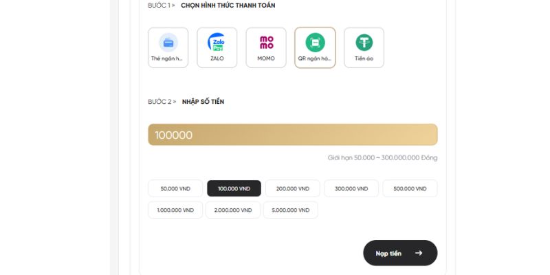 Hướng dẫn nạp tiền theo từng phương thức
